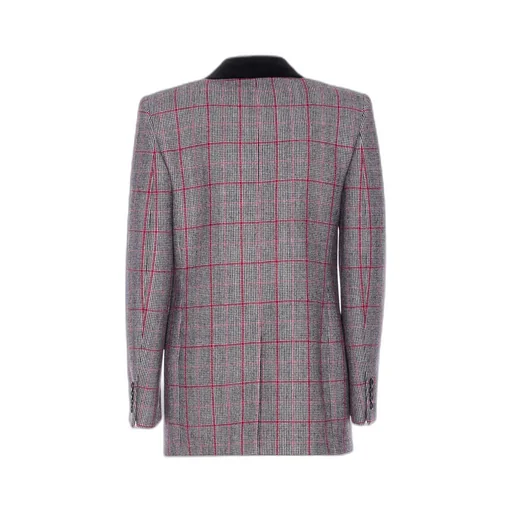 Tartan Motif Double-Breasted Blazer