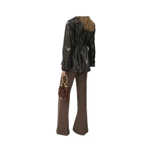 Belted Shiny Coated Jacket