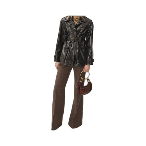 Belted Shiny Coated Jacket