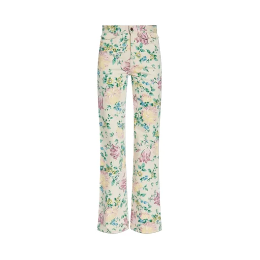 Floral Printed Flared Jeans