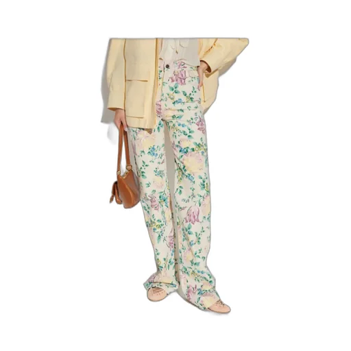 Floral Printed Flared Jeans