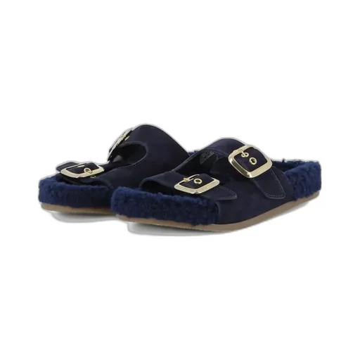 Double-Buckle Slip-On Sandals
