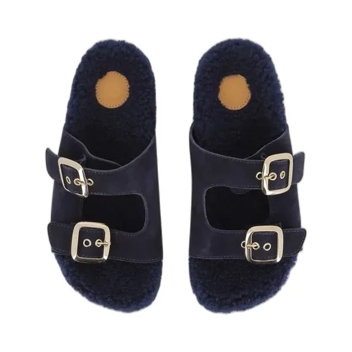 Double-Buckle Slip-On Sandals