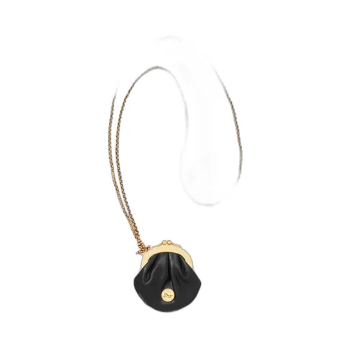 Micro Horse Medal Coin Purse Necklace In Grained Leather