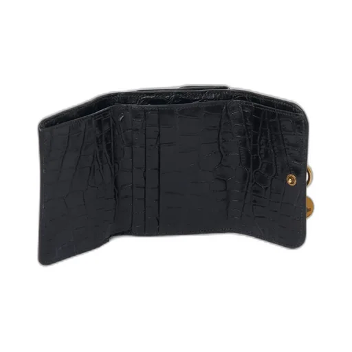 Small Alphabet Tri-Fold In Croc-Effect Leather