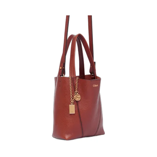 Small Chloé Spin Tote Bag In Grained Leather