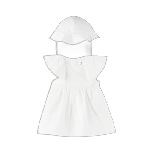 Embroidered Motif Dress And Hat Set