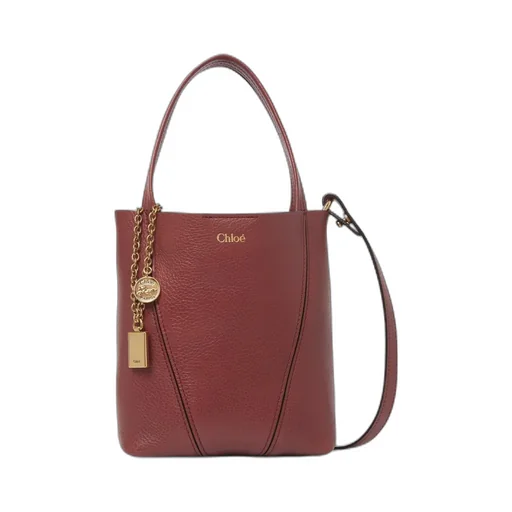 Small Chloé Spin Tote Bag In Grained Leather