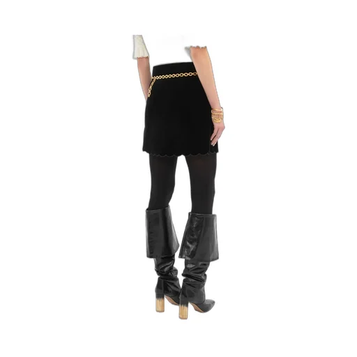 Velvet Scalloped Mini Skirt