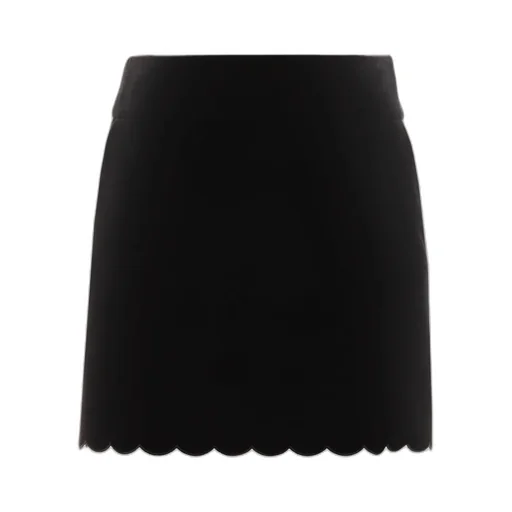 Velvet Scalloped Mini Skirt