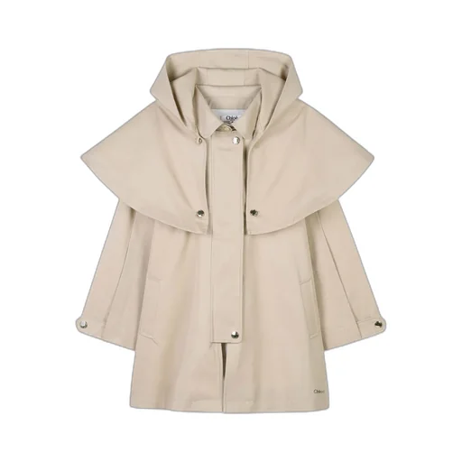 Hooded-Cape Straight Hem Trench Coat