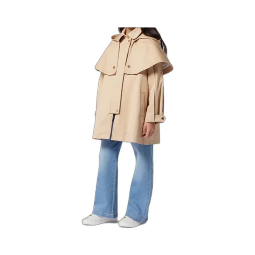 Hooded-Cape Straight Hem Trench Coat