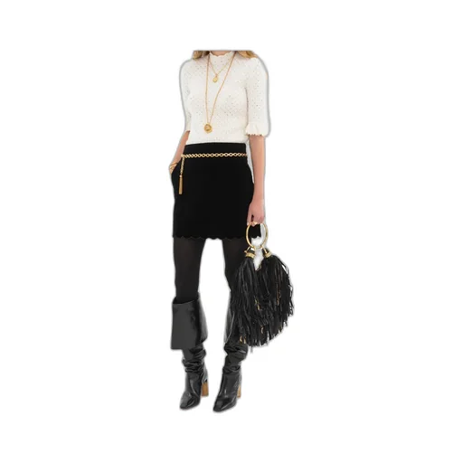 Velvet Scalloped Mini Skirt