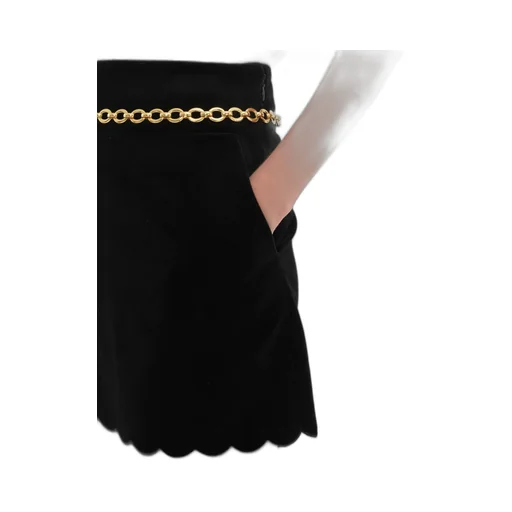 Velvet Scalloped Mini Skirt