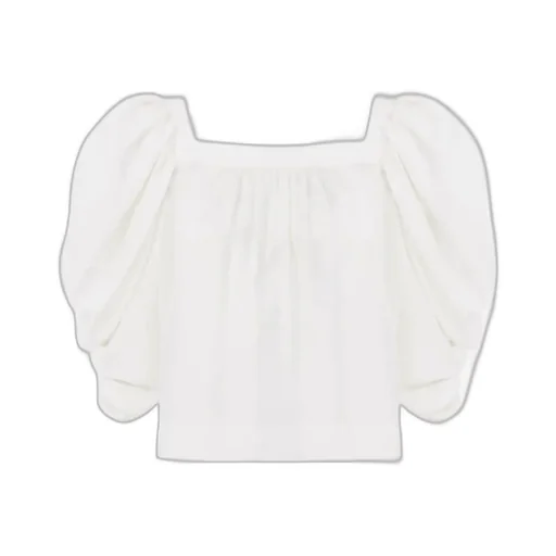 Puff-Sleeved Pleated Blouse