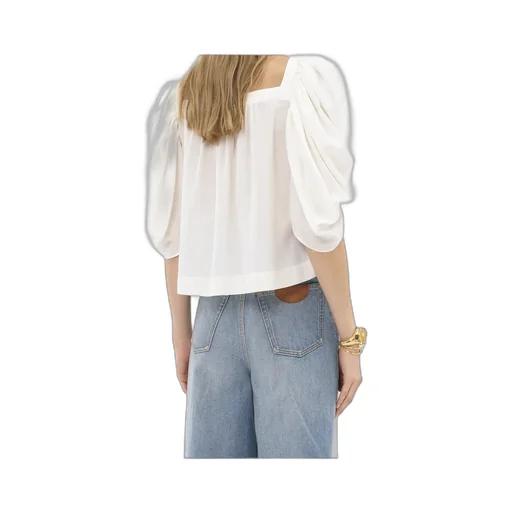 Puff-Sleeved Pleated Blouse