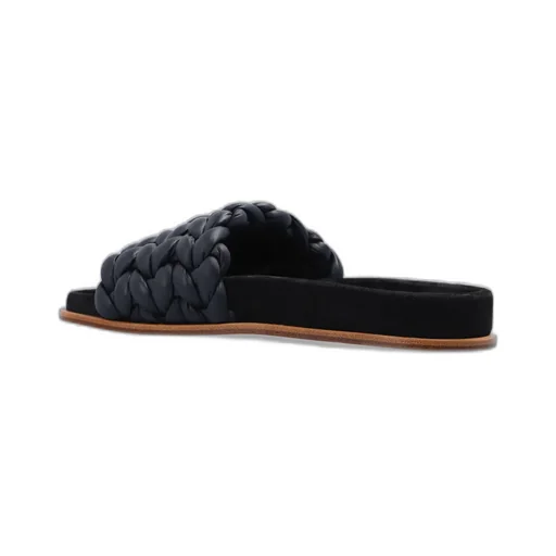 Leather Knitted Detail Slippers