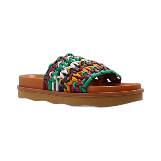 Wavy Interwoven-Strap Slides