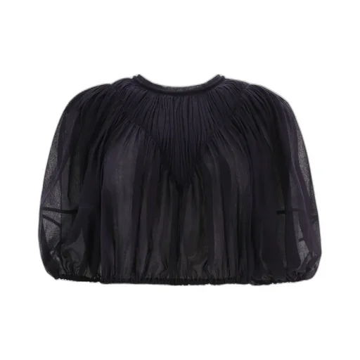 Long-Sleeved Pleated Blouse