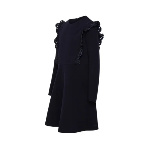 Round Collar Cotton-Blended Dress