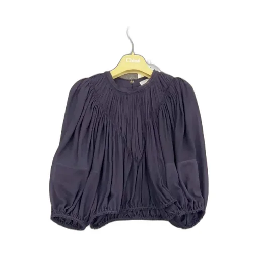Long-Sleeved Pleated Blouse