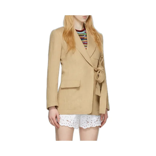 Side-Tie Single-Breasted Jacket