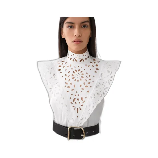 Broderie Anglaise High Neck Blouse