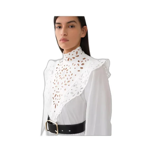 Broderie Anglaise High Neck Blouse