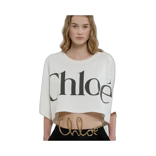 Logo Printed Crewneck Cropped T-Shirt