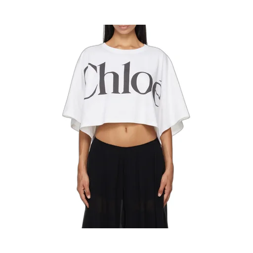 Logo Printed Crewneck Cropped T-Shirt