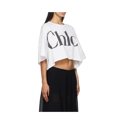 Logo Printed Crewneck Cropped T-Shirt