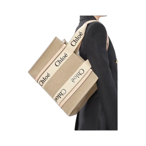 Woody Logo Printed Medium Tote Bag