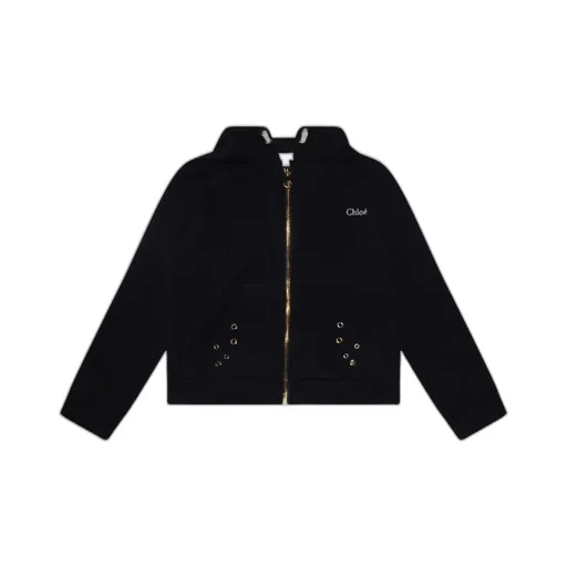 Eyelet-Embellished Zipped Hoodie