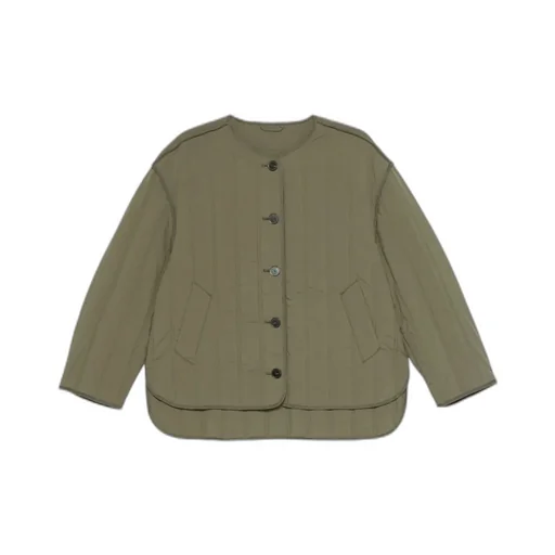 Quilted-Pattern Crew-Neck Jacket
