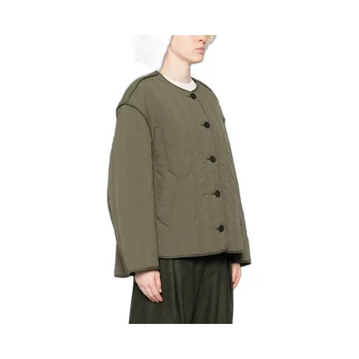 Quilted-Pattern Crew-Neck Jacket