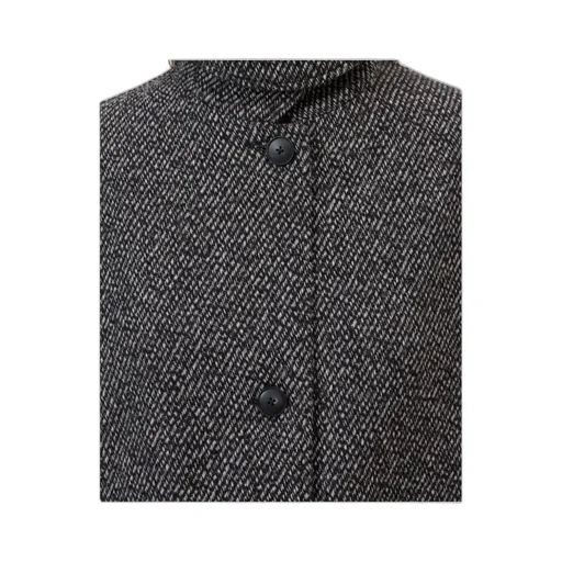 Herringbone-Pattern Button Coat