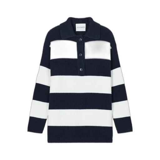Striped Knitted Polo Top