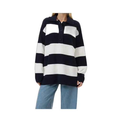 Striped Knitted Polo Top