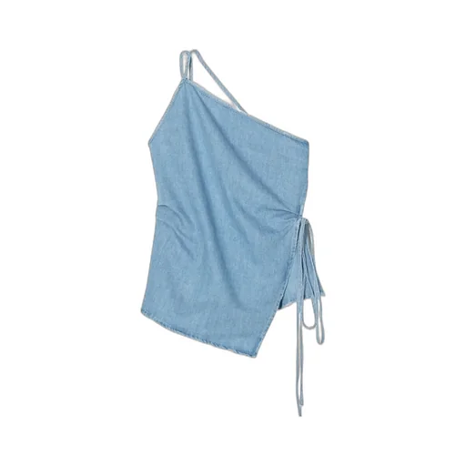 Wrap-Design Denim Top