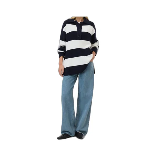 Striped Knitted Polo Top