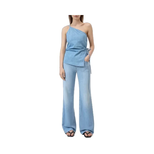 Wrap-Design Denim Top