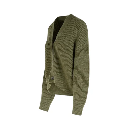 Ribbed Button-Front Cardigan