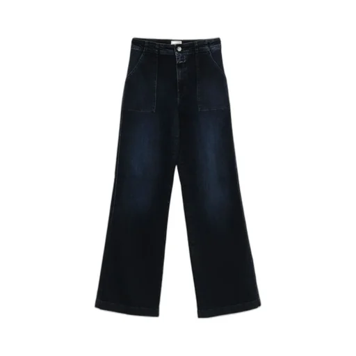 Patch-Pocket Wide-Leg Jeans