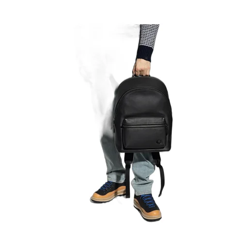 Logo-Plaque Leather Backpack