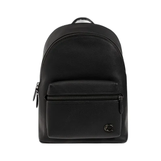 Logo-Plaque Leather Backpack