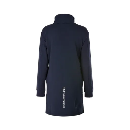 Navy Blue Sweater With High Collar And Long Sleeves