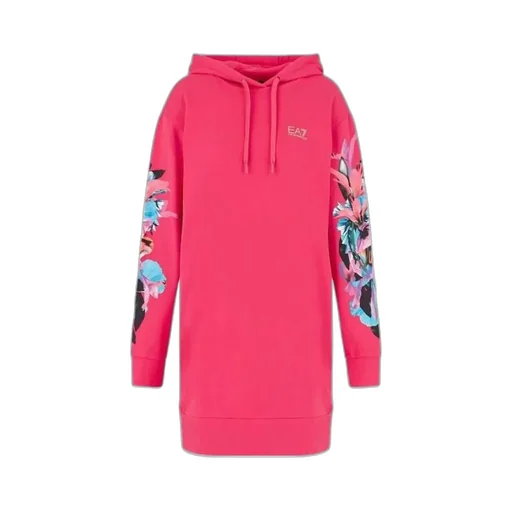 Floral Pattern Hooded Long Sweater