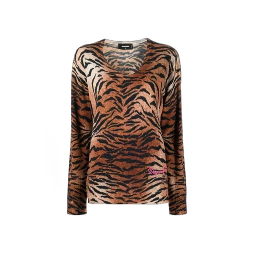 Leopard-Print Knitted Jumper