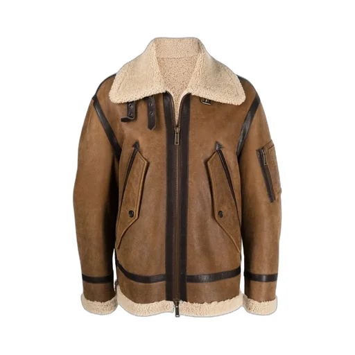Shearling-Trimmed Biker Jacket