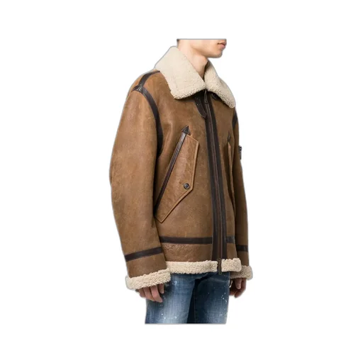 Shearling-Trimmed Biker Jacket